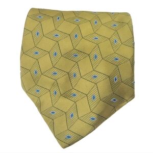 Piattelli UOMO | Gold and Blue Micro Diamond Print Silk Tie